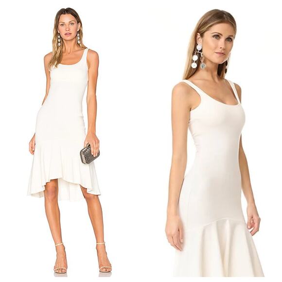 Amanda Uprichard Parker Midi Dress Small Ivory Mermaid Drop Waist Sleeveless - Picture 1 of 14